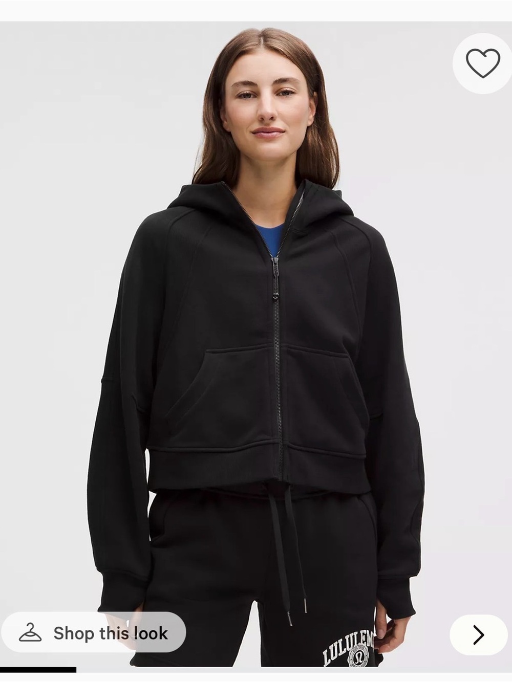 Black Zip-Front Hooded Sweatshirt